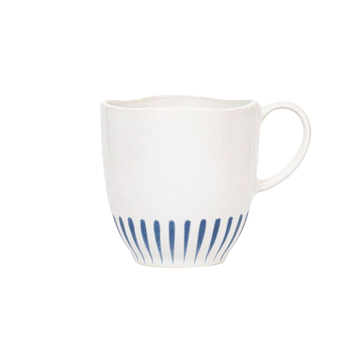 The fresh whitewash glaze and Delft blue stripes of this versatile mug exude potter's wheel charm you'll reach for time and time again, from morning coffee to tea and a good book.