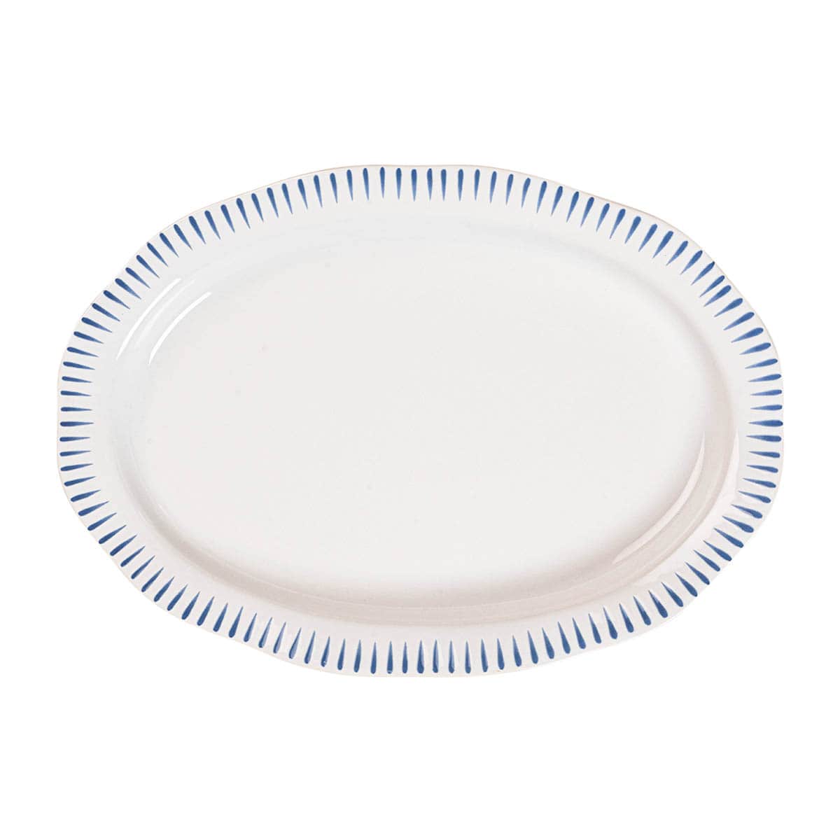 This fresh serving bowl radiates classic beauty with its subtly scalloped rim that is clad in Delft blue stripes to put an exclamation point on whatever it contains, from roasted veggies to charcuterie.