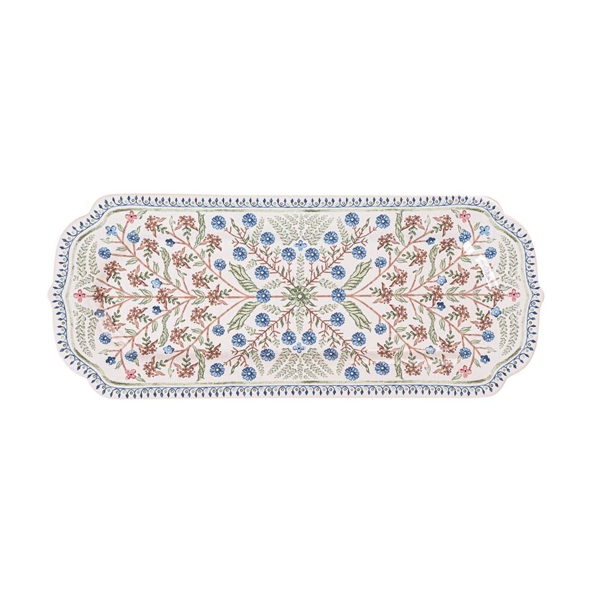 Bedecked with our intricate, folkloric floral motif from ancient Seville and rendered in the organic colors of the Spanish countryside, this versatile tray makes a beautiful statement with everything from appetizers and tapas on the table to trinkets and mementos on the countertop.