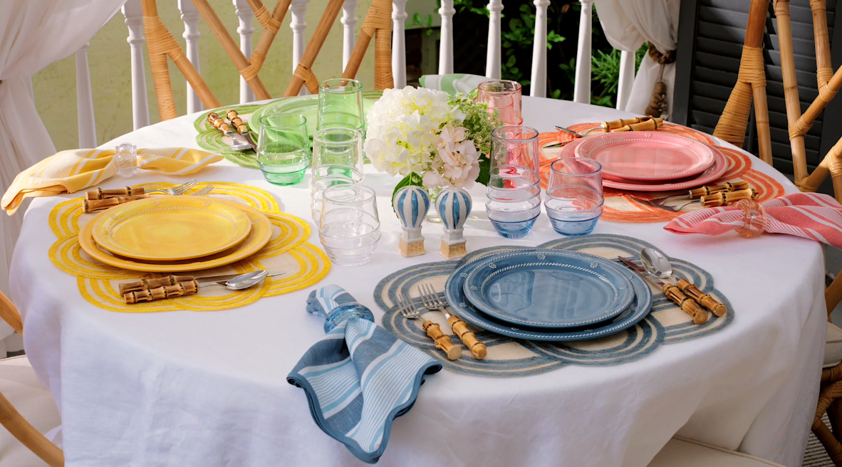 Load video: A Juliska video featuring colorful melamine and acrylic collections