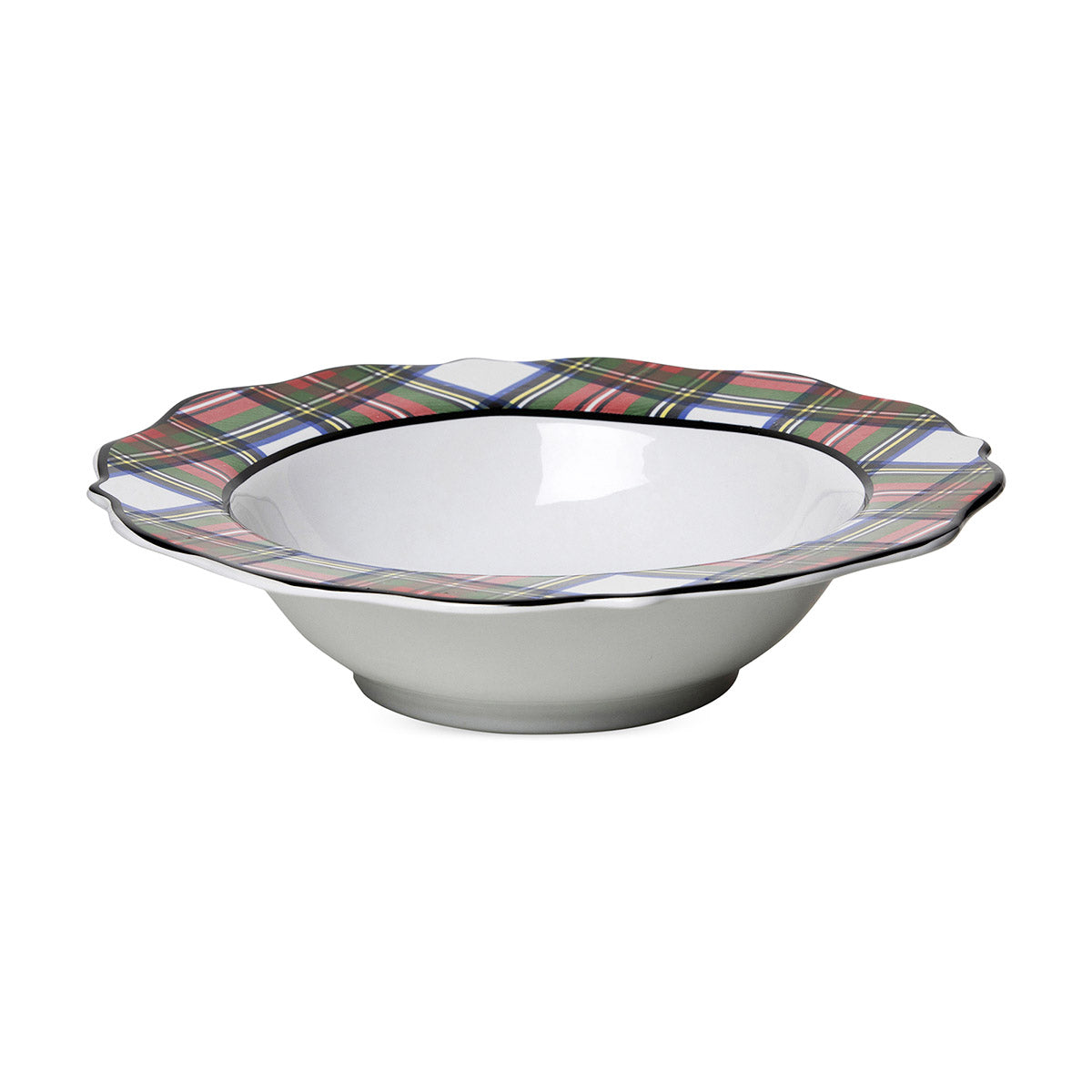 Serve up your seasonal veggies or even a Holiday punch in this chic Stewart Tartan trimmed 13 inch serving bowl with sweetly scalloped rim - or fill it with fruits and leave out on your kitchen counter to double as a bit of Holiday decor!