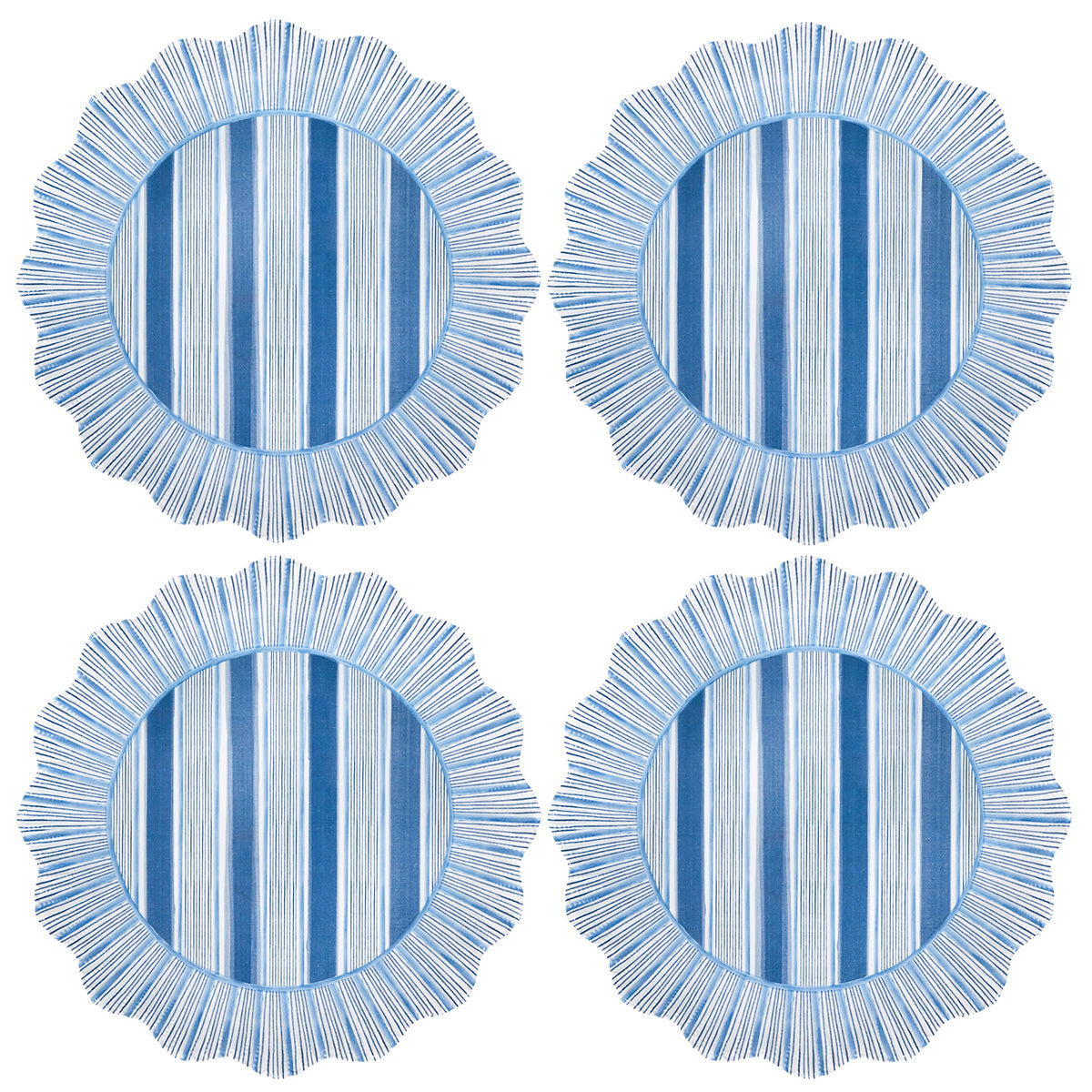 Cabana Stripe Melamine Dinner Plate Set/4 - Ocean – Juliska