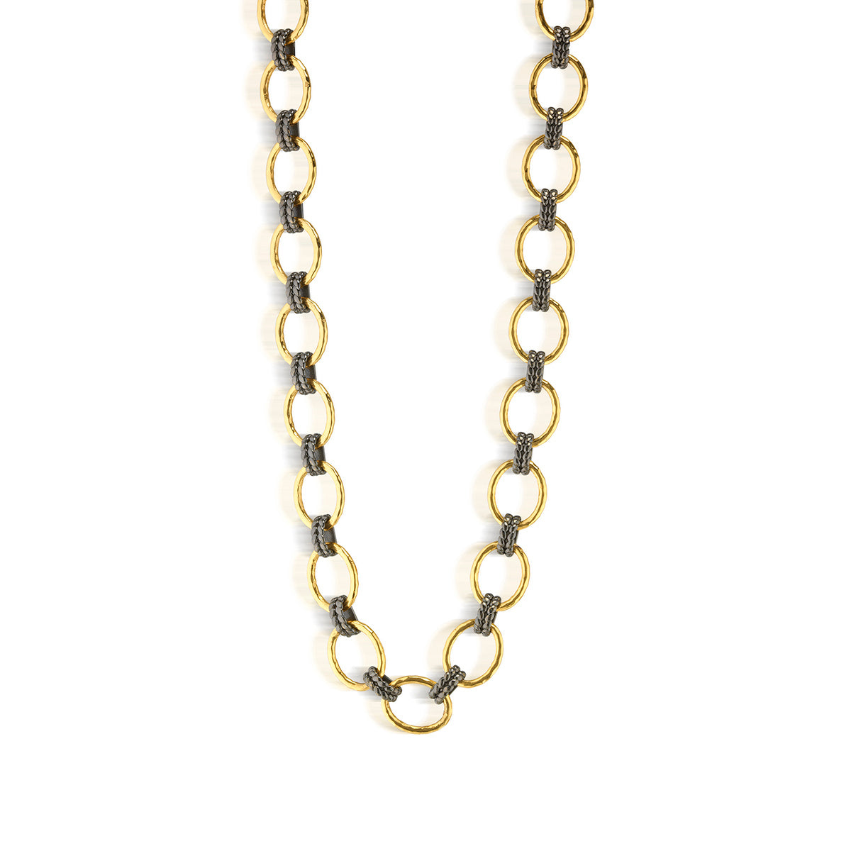 Cleopatra Grande Link Necklace, 16"+2'' Gold/midnight