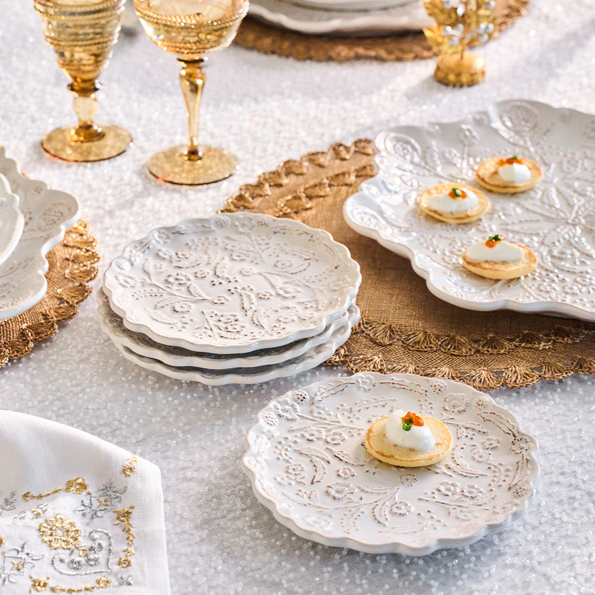 Berry & Thread Thistle Cocktail Plate Set/4 - Whitewash – Juliska