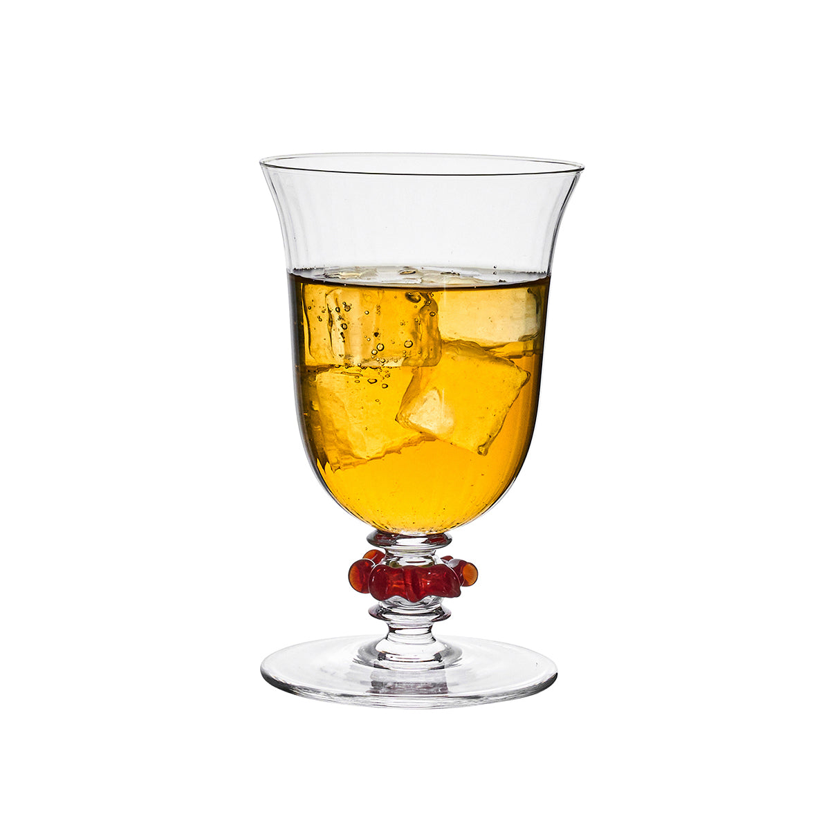 Nell Ruffle Goblet - Ruby - styled table setting view