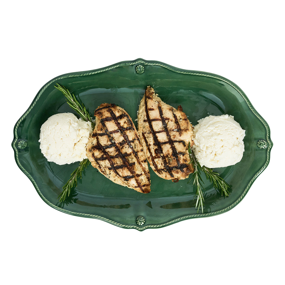 Berry & Thread 16" Platter - Basil - styled table setting view
