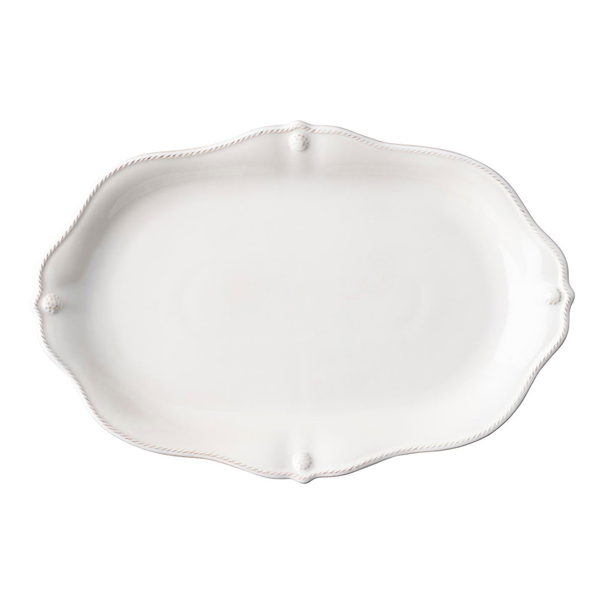 Rimmed with a simple thread and adorned with a sprinkling of berries, this iconic dinnerware collection embraces the historic motifs of our Bohemian glassware. This 16 in platter, with a subtly scalloped edge is perfect for serving a few, or a feast and goes seamlessly from oven to table.