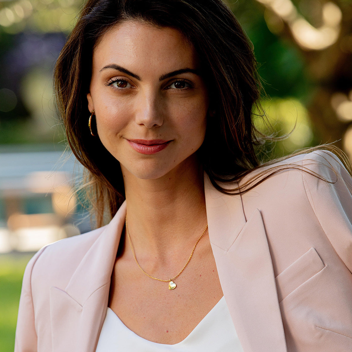 Love Heart Charm Necklace, 16"+2" - Gold