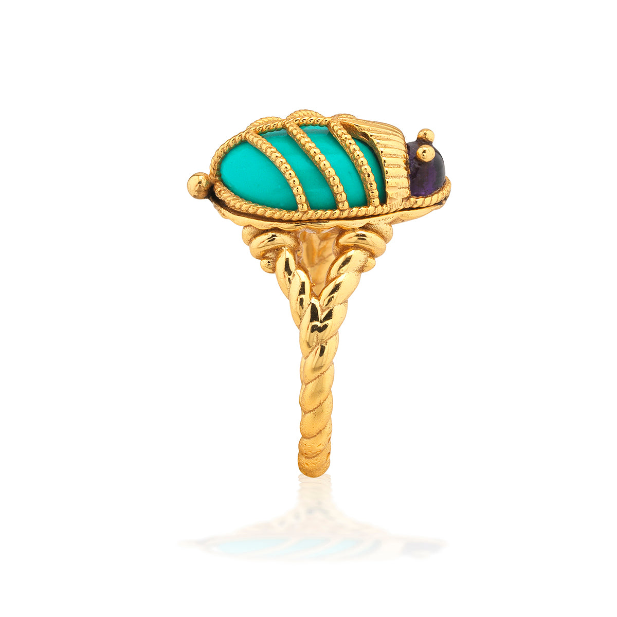 Scarab Petite Ring Amethyst Turquoise, alternate angle