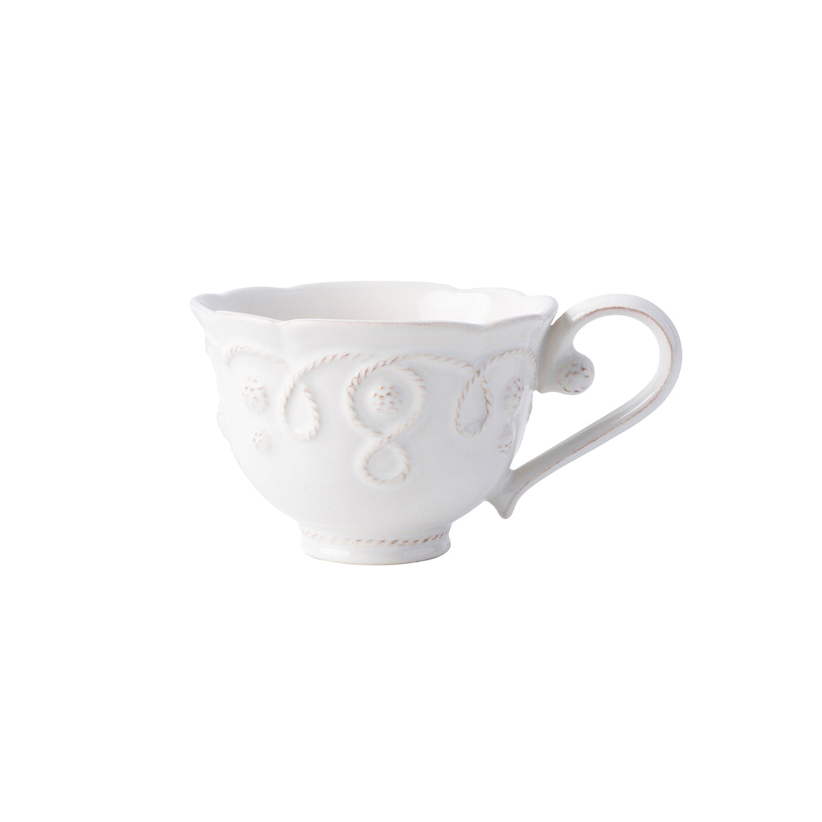 From our Jardins du Monde Collection - Is there anything more fetching than the combination of tea and castle gardens? That in mind, we dreamed up this graceful cup replete with scrolls and scallops for a fresh look that is also subtly regal.
