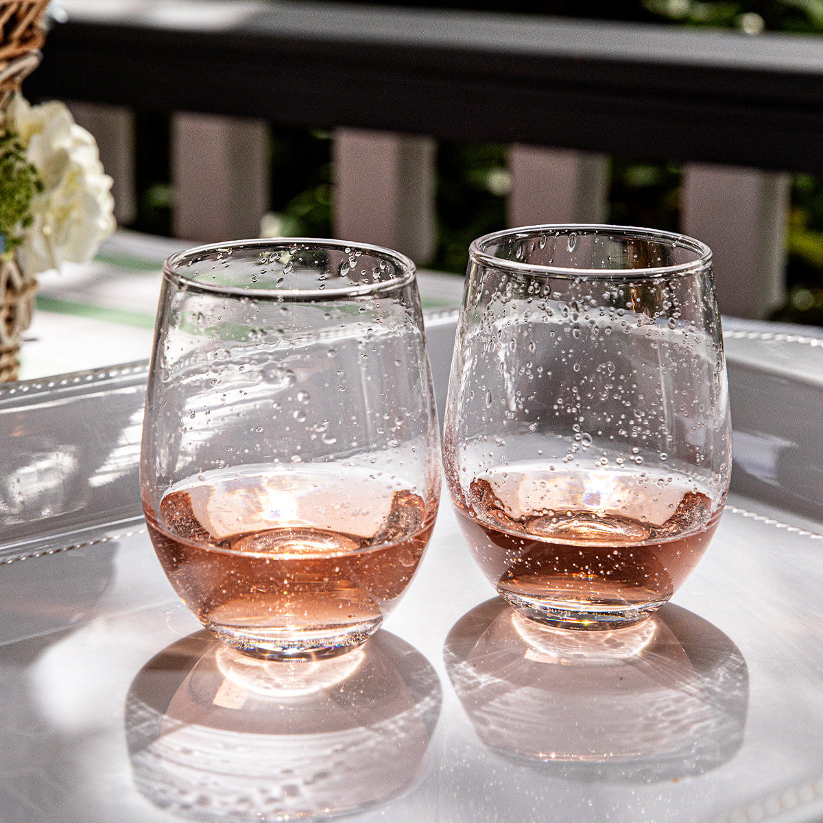 Provence Stemless Wine Glass mouth-blown glass, detail view