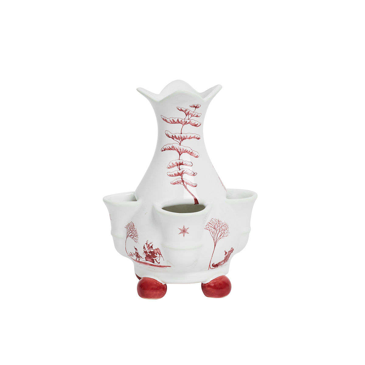 Country Estate Winter Frolic 6" Tulipiere Vase - Ruby - detail view