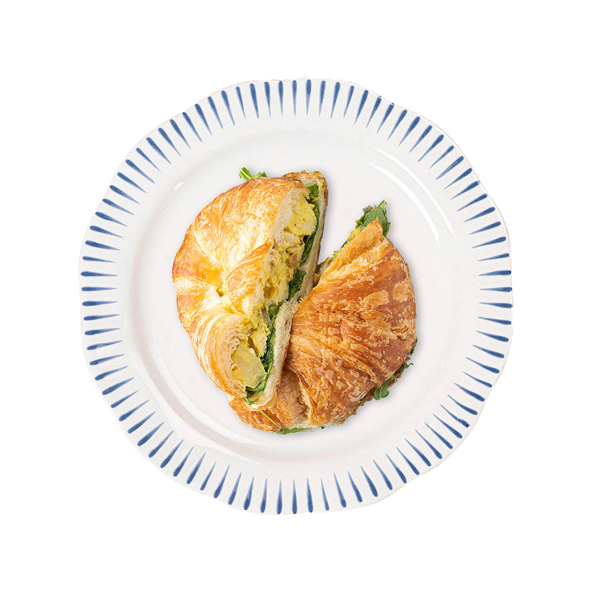 Sitio Stripe Dessert/Salad Plate - Delft Blue, styled table setting view