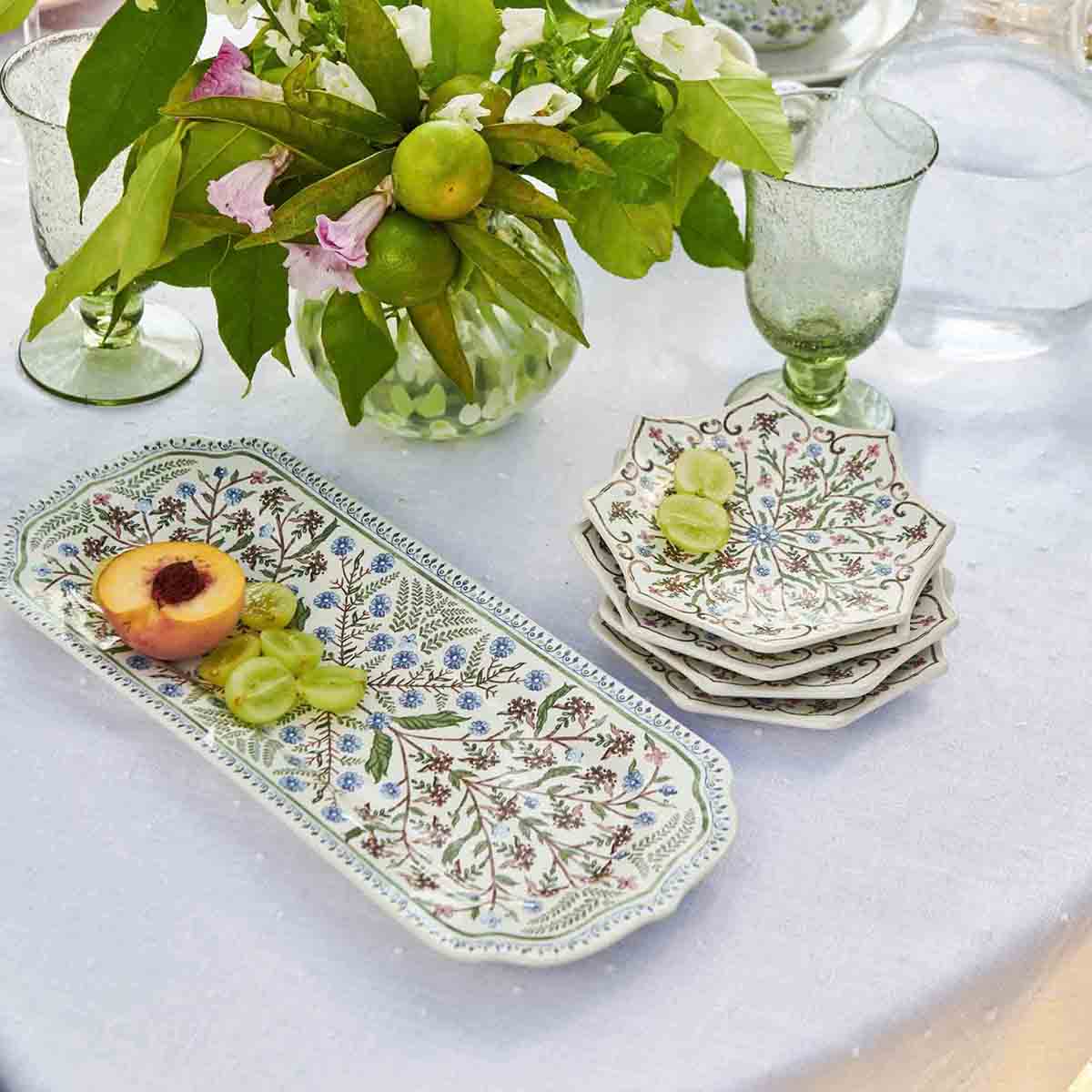 Villa Seville Scalloped Side-Cocktail Plate Set-4 - Chambray
