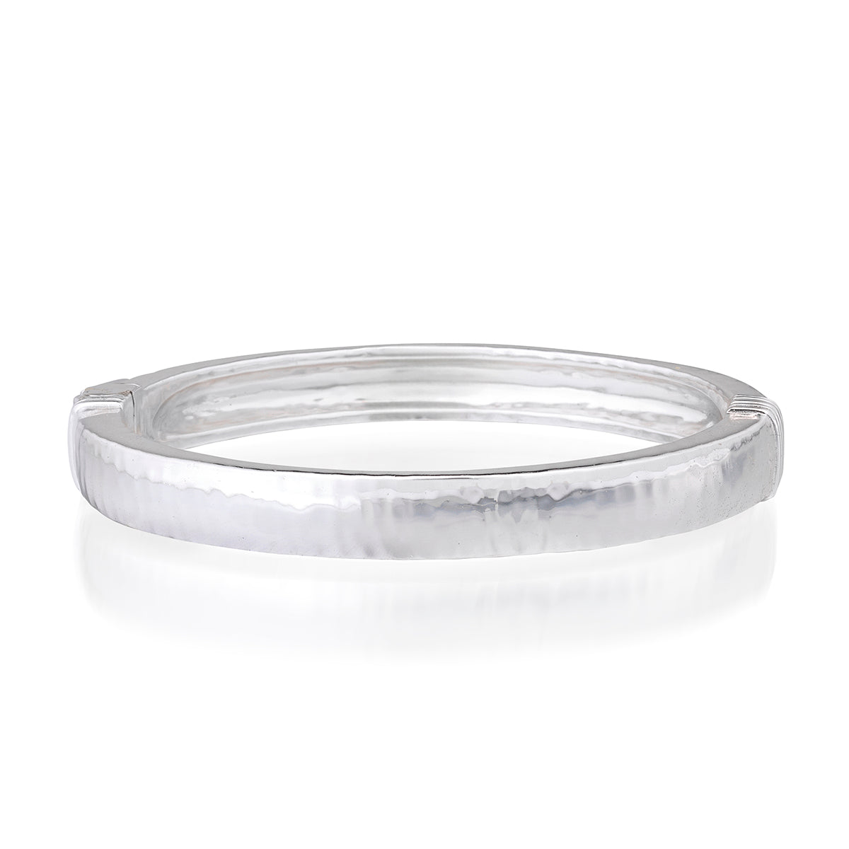 Cleopatra Oval Hinged Bangle, S/M- Silver