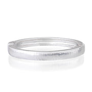 Cleopatra Oval Hinged Bangle, S/M- Silver