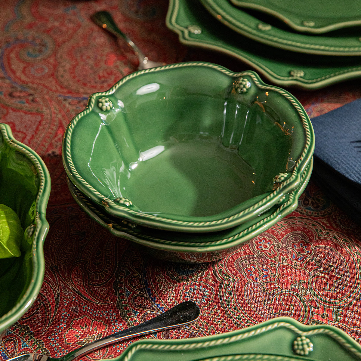 Berry & Thread Flared Cereal/Ice Cream Bowl - Basil - alternate angle