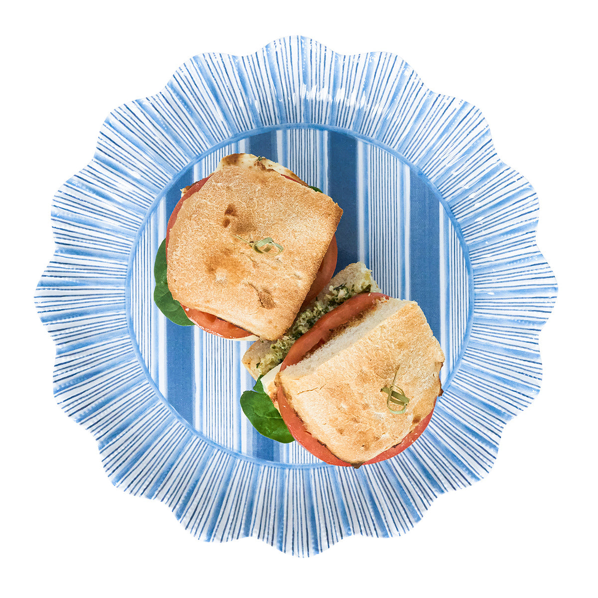 Cabana Stripe Melamine Dinner Plate Set/4 - Ocean – Juliska