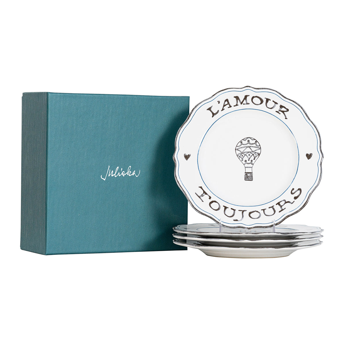 L'Amour Toujours Dessert/Salad Plate Assorted Set/4, styled table setting view