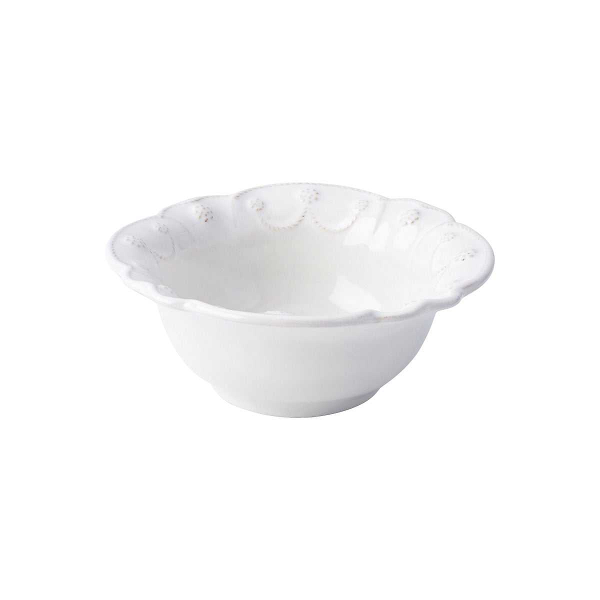From our Jardins du Monde Collection - Festooned with charming garlands, this gracefully scalloped bowl brings a splash of understated elegance to your table. Perfectly fetching when filled with the bright contrasting hue of red cherries.