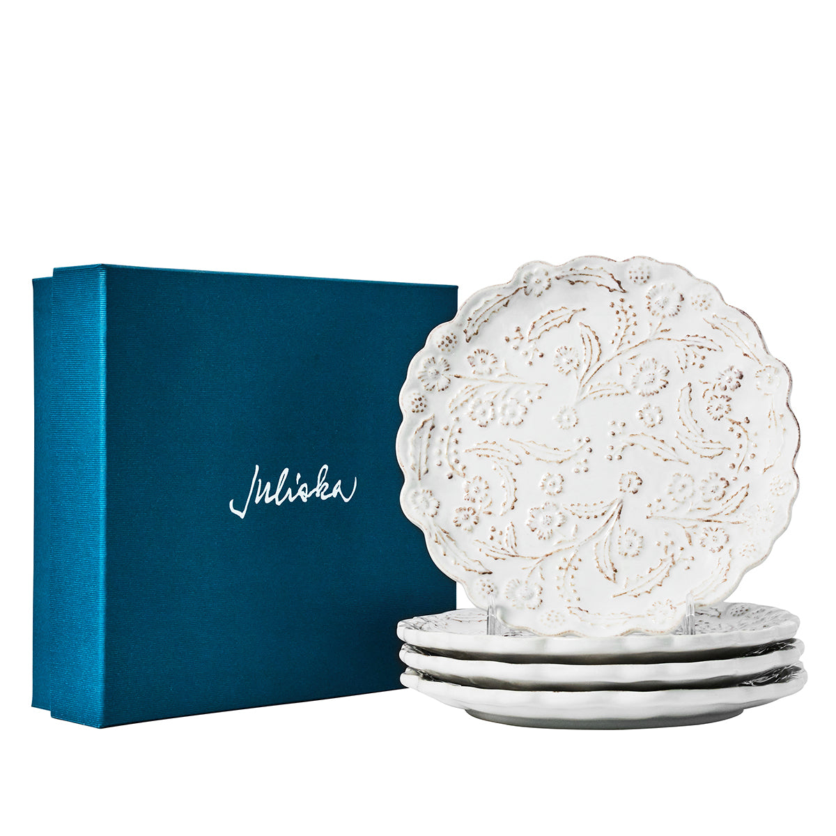 Berry & Thread Thistle Cocktail Plate Set/4 - Whitewash - styled table setting view