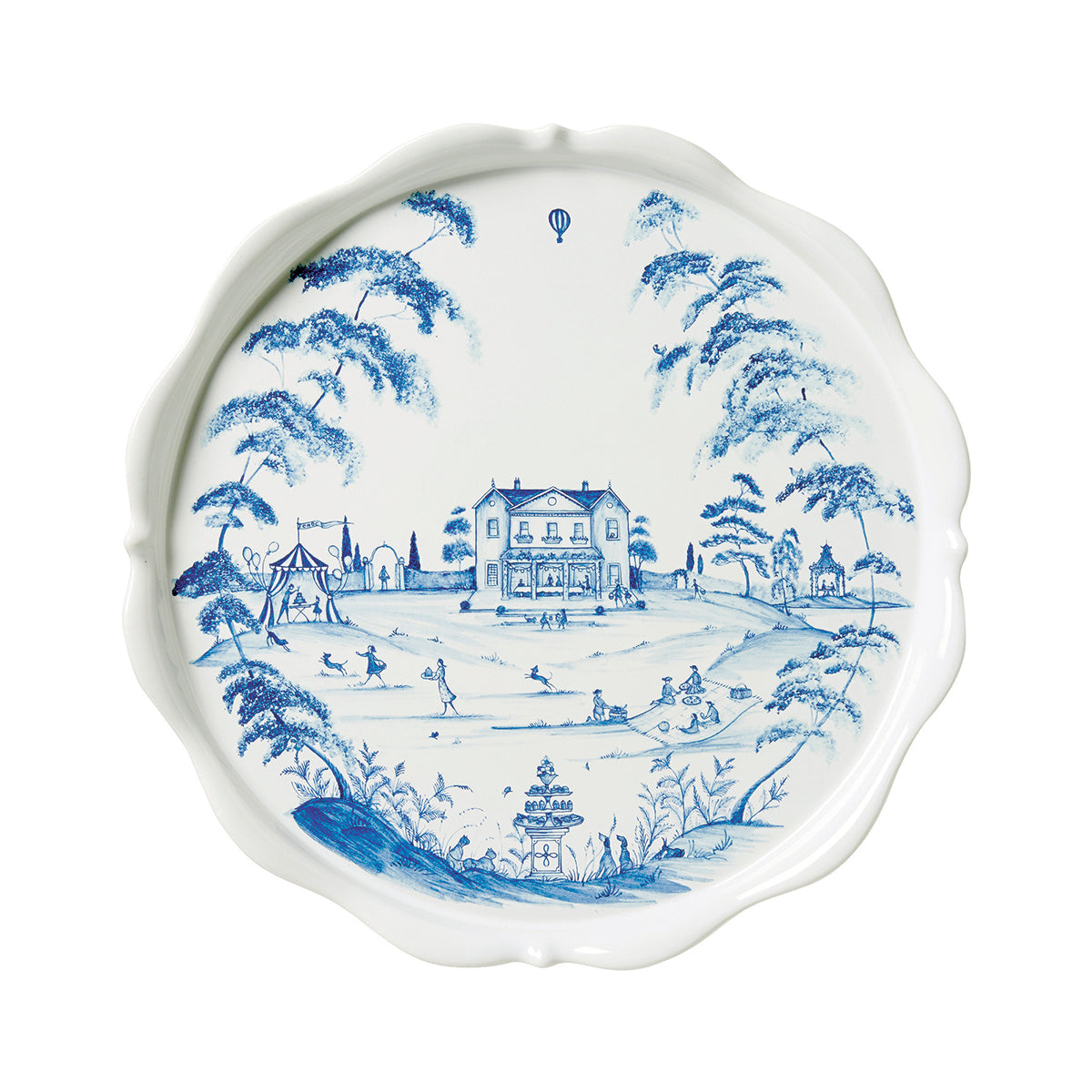 Country Estate Cake Stand - Delft Blue, detail view