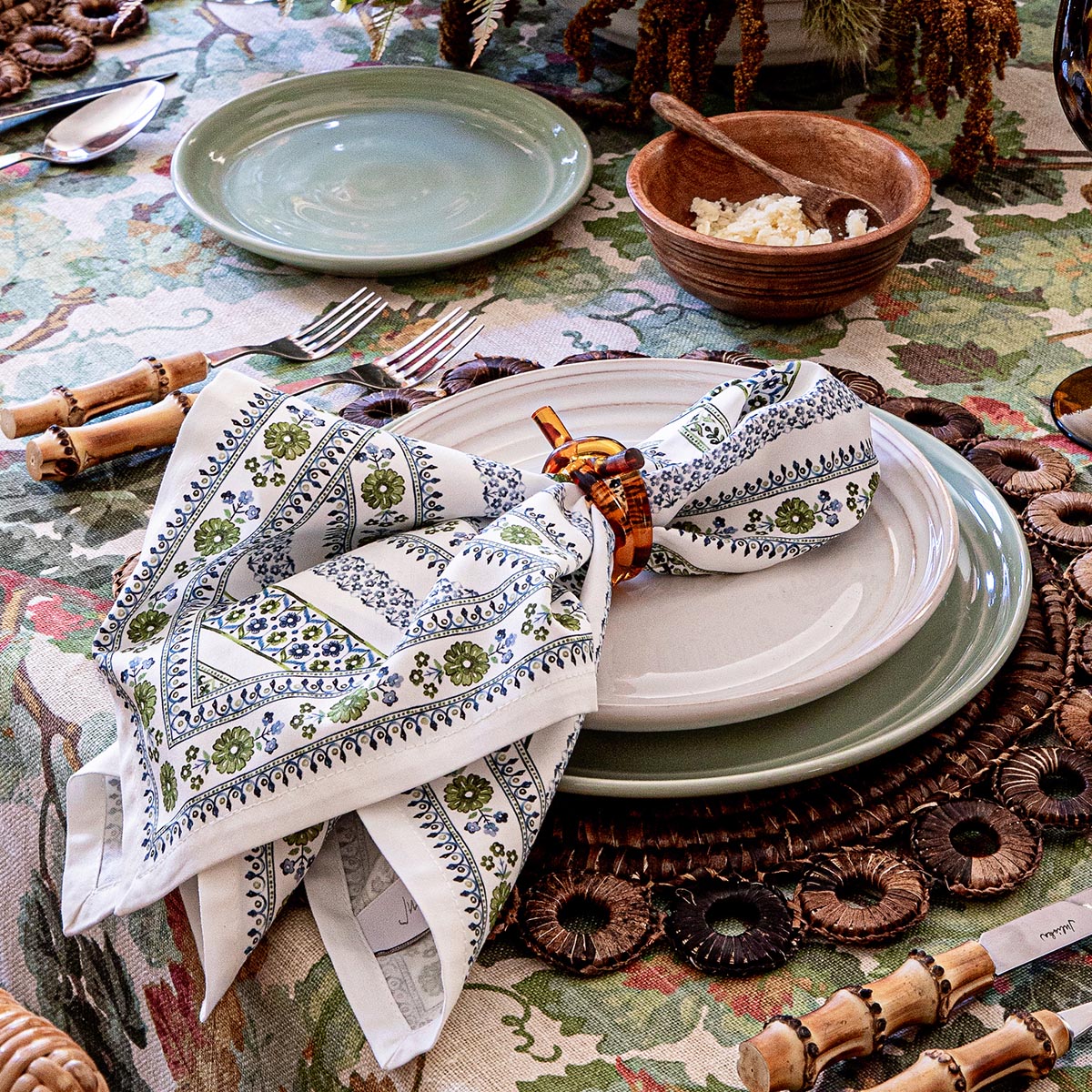 Seville Stripe Napkin Set-4 - Green – Juliska