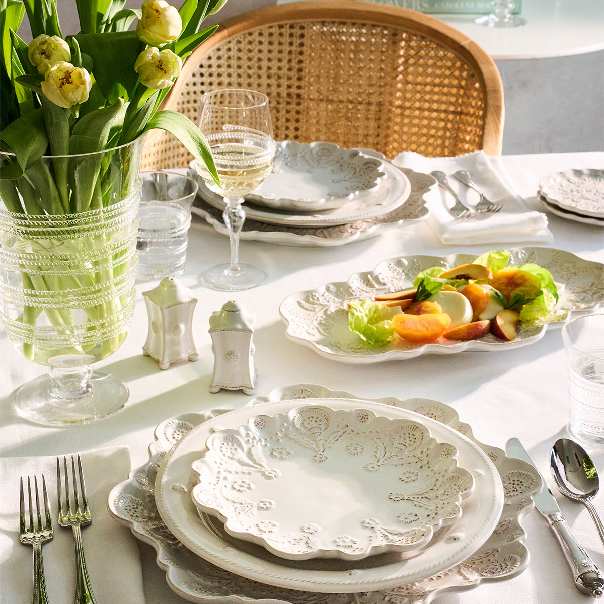 Berry & Thread Thistle Charger/Platter - Whitewash - scale reference view