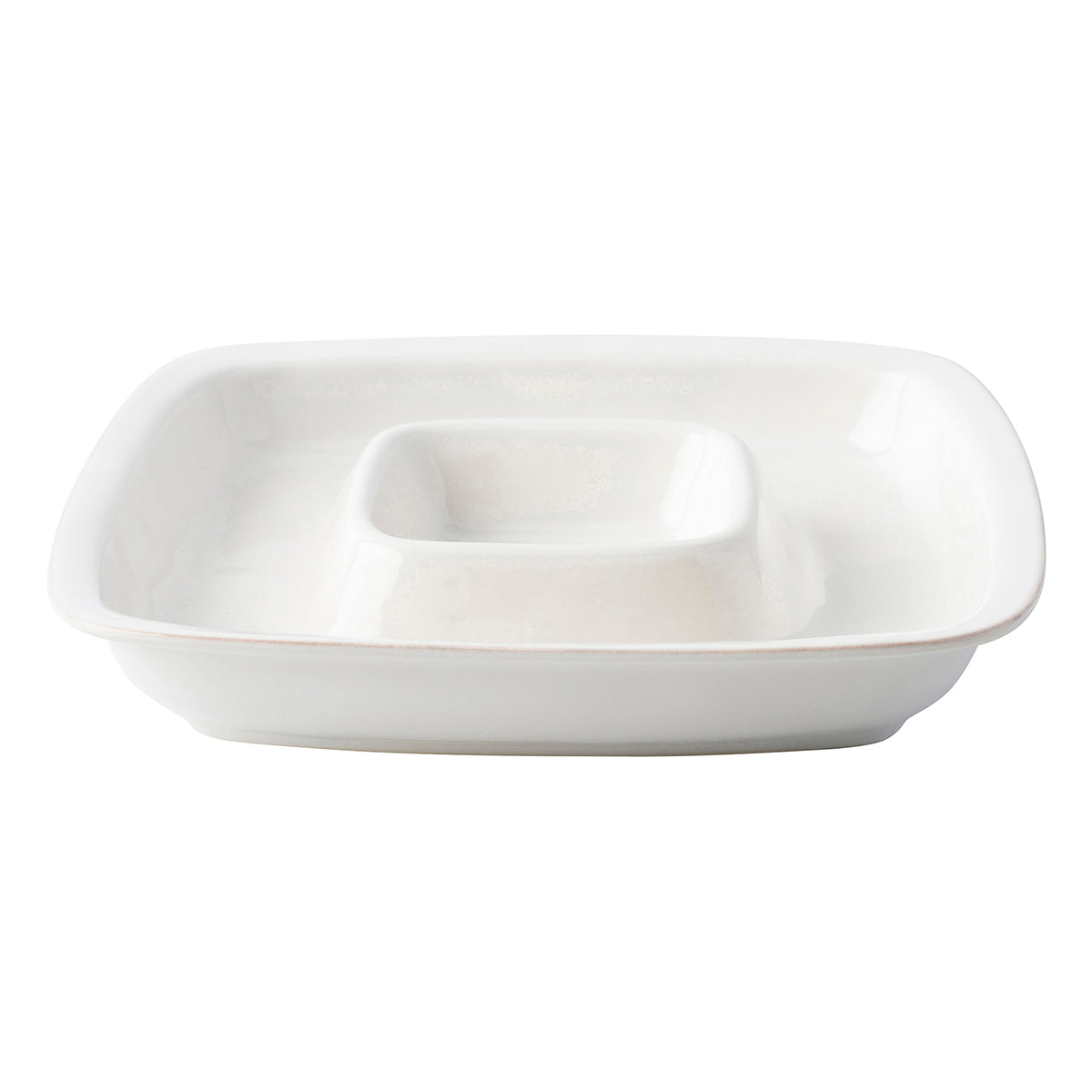 From our Puro Collection- Keep it chic with this chip and dip server that elevates the humble to something a bit more special. Simple, textural lines in our Puro aesthetic, a central bowl is surrounded by a larger basin to easily present your favorite chips and dips - with a splash of elegance.
