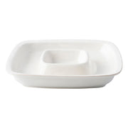 From our Puro Collection- Keep it chic with this chip and dip server that elevates the humble to something a bit more special. Simple, textural lines in our Puro aesthetic, a central bowl is surrounded by a larger basin to easily present your favorite chips and dips - with a splash of elegance.