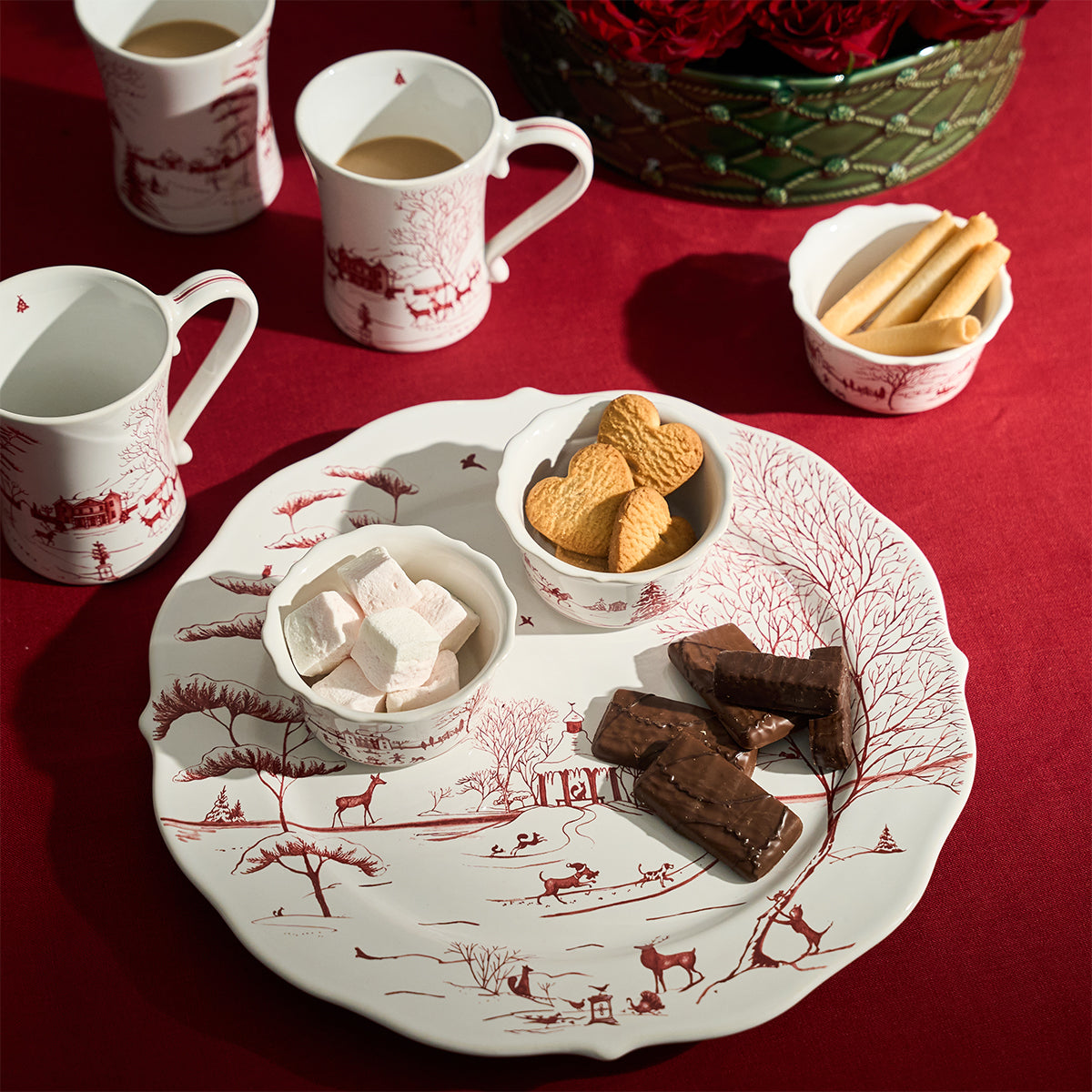 Country Estate Winter Frolic Charger/Platter - Ruby - alternate angle