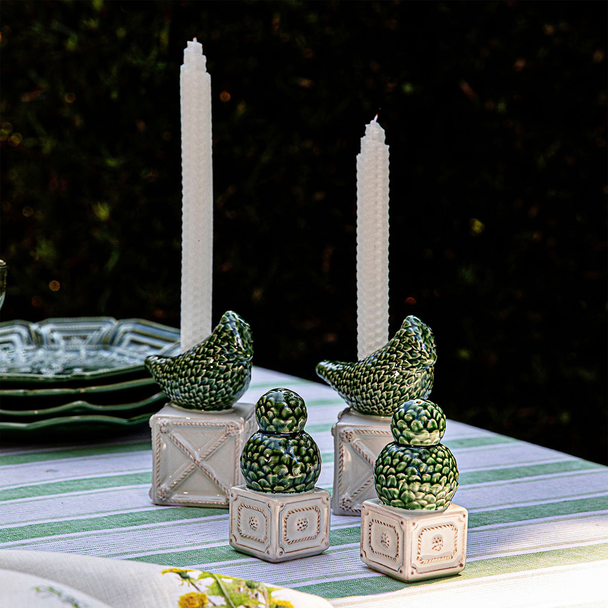 Berry & Thread Bird Topiary Candlestick Set/2 - Multi – Juliska