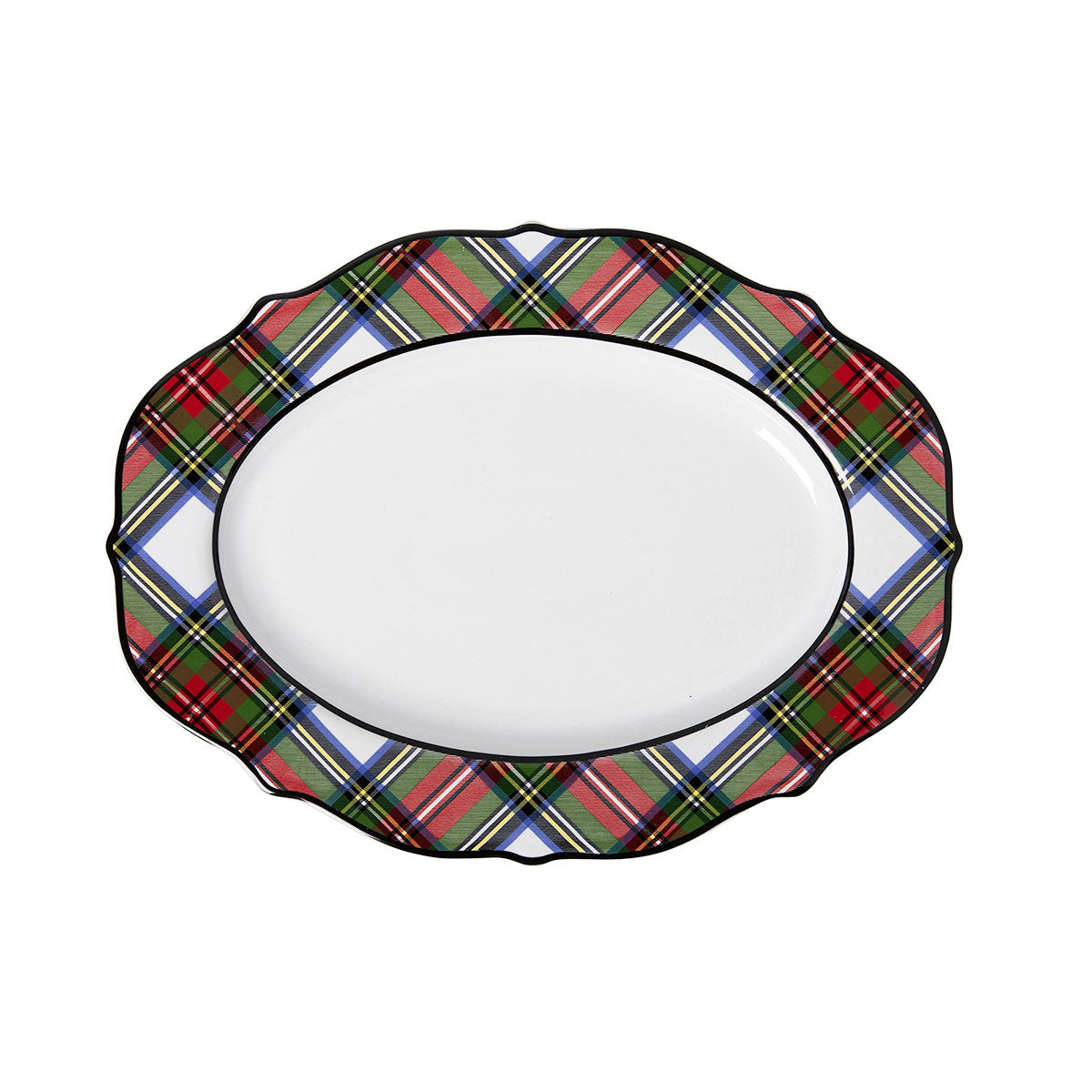 The perfect size to display everything from slow roasted sides to a Holiday roast or Buche de Noel, this scalloped trimmed platter will take care of all your serving needs - and make your table look great while doing so!