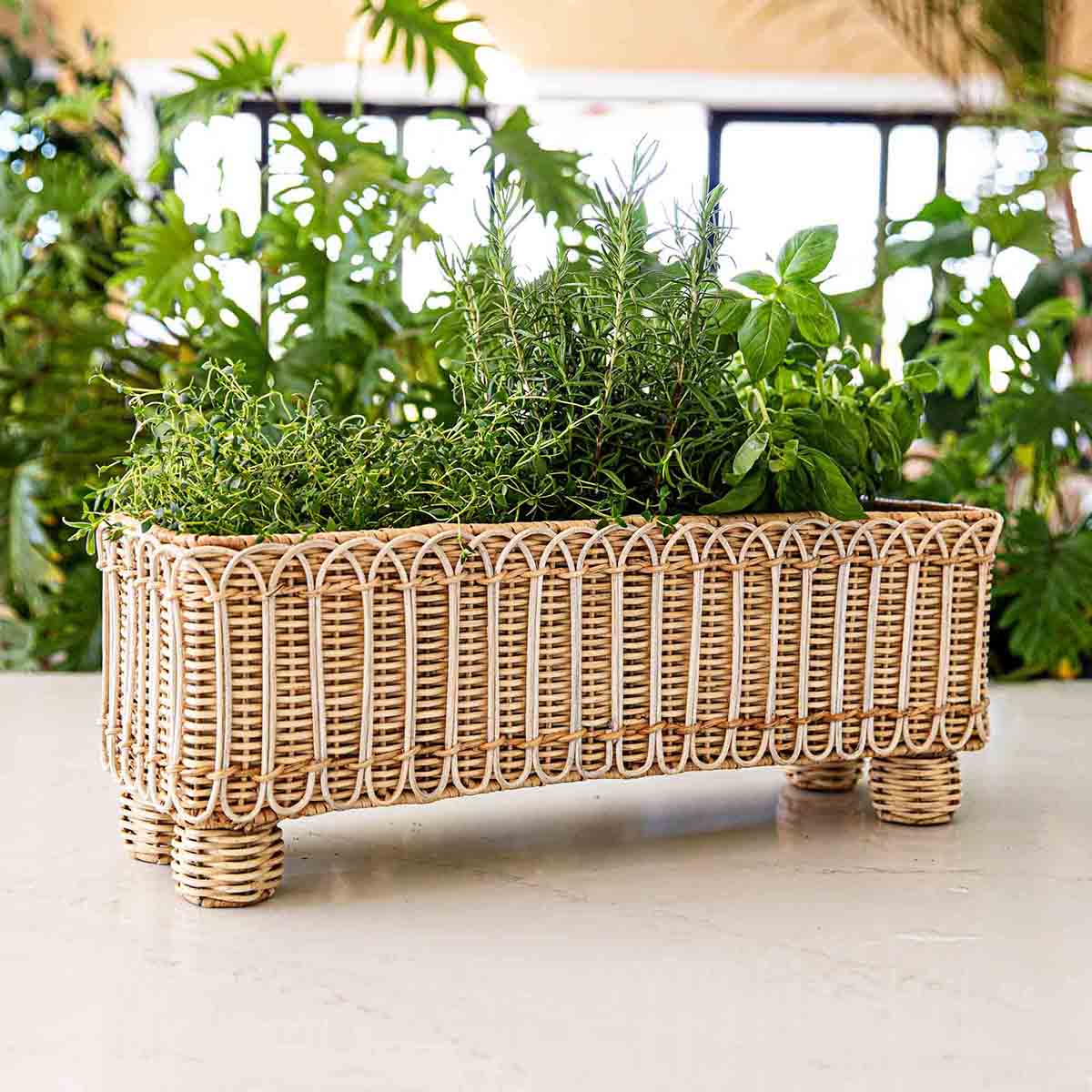 Provence Rattan Rectangular Planter - Whitewash – Juliska Provence Rattan Rectangular Planter - Whitewash – Juliska