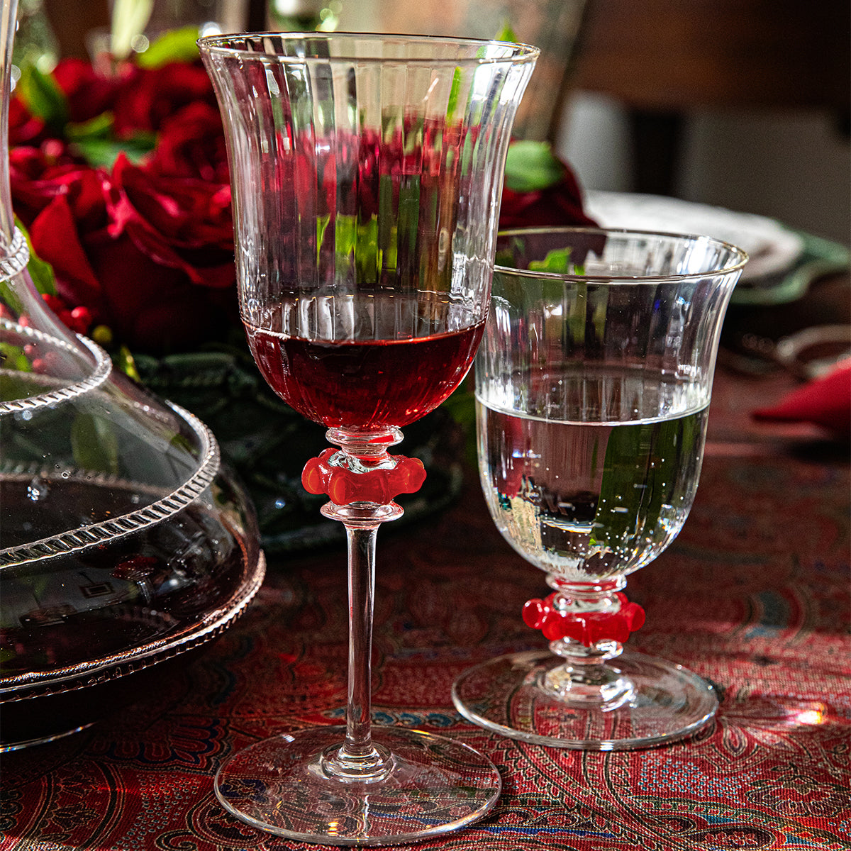 Nell Ruffle Wine Glass - Ruby - alternate angle