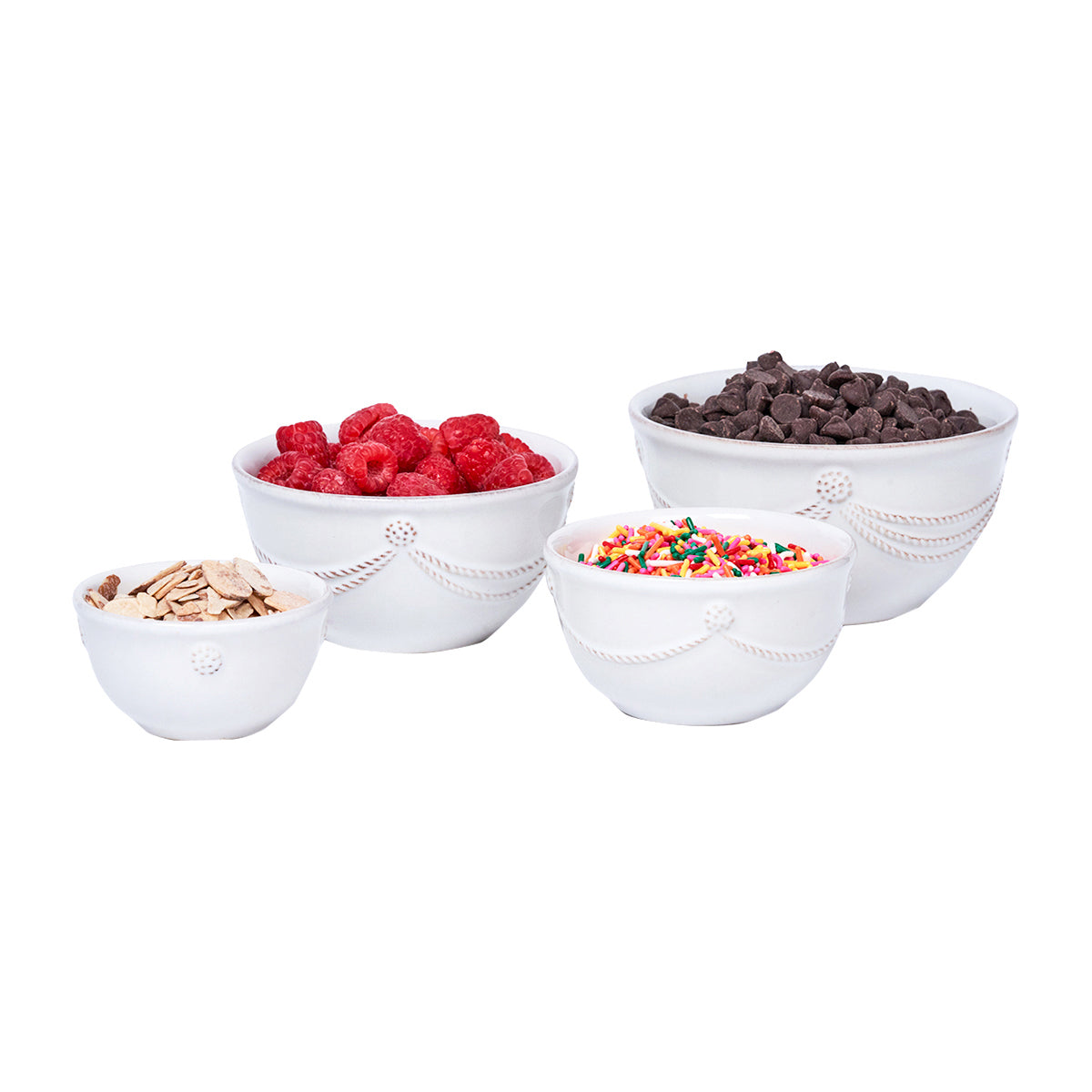 Berry & Thread Nesting Prep Bowl Set/4pc - Whitewash, styled table setting view