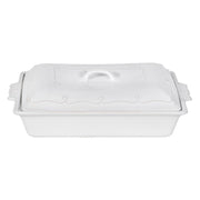 Just like the proverbial cherry on top, our go-to 13” rectangular baking dish has been given a lovely lid. Clad with handles and trimmed with our iconic Berry & Thread motif, this beautiful baker can go from the oven to your table -- or the neighbor’s table -- with style and grace. Leftovers? Pop on the lid and place in the refrigerator for tomorrow. Every morsel gone? Toss in the dishwasher for easy cleanup. Truly a staple piece worthy of all the superlatives!