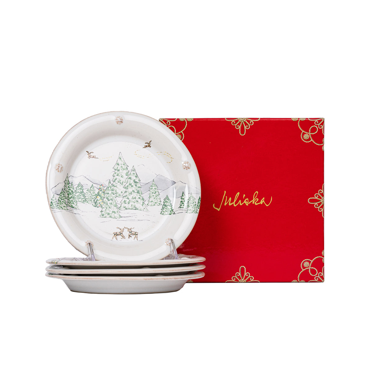 Berry & Thread North Pole Side/Cocktail Plate Assorted Set/4 | Juliska