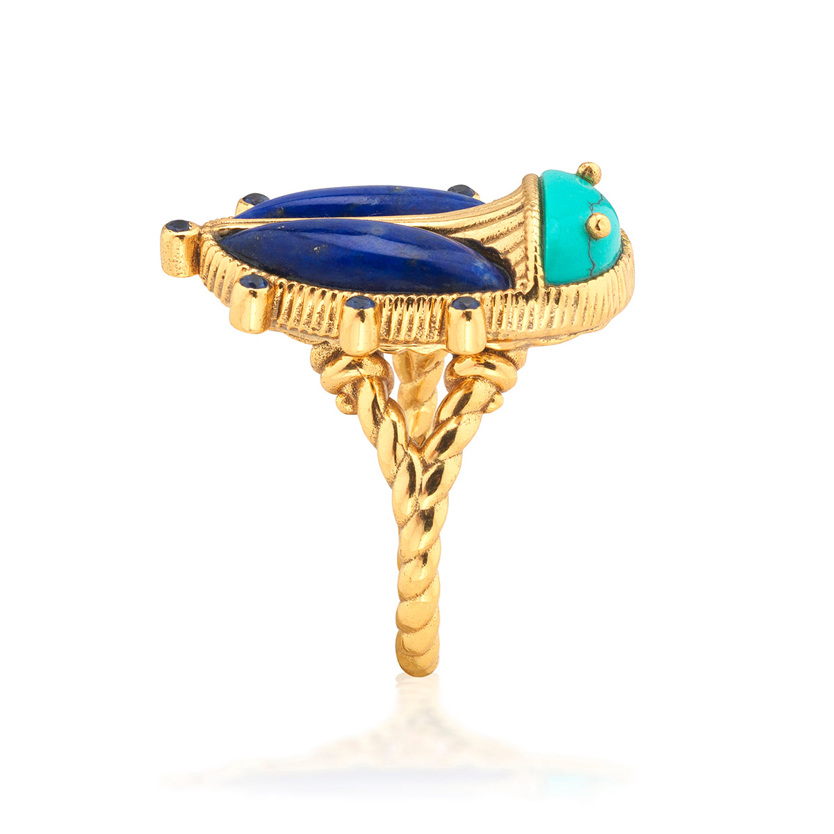 Scarab Grande Ring Turquoise Lapis, alternate angle