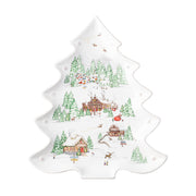 The mythical, folkloric world of the North Pole is hand illustrated atop iconic Berry & Thread shapes in this holiday collection. Find the elves’ village and toy workshop depicted on this tree shaped platter. Fantastic as a gift or to use on your table to serve appetizers, sides, Christmas cookies or cheese and crackers!