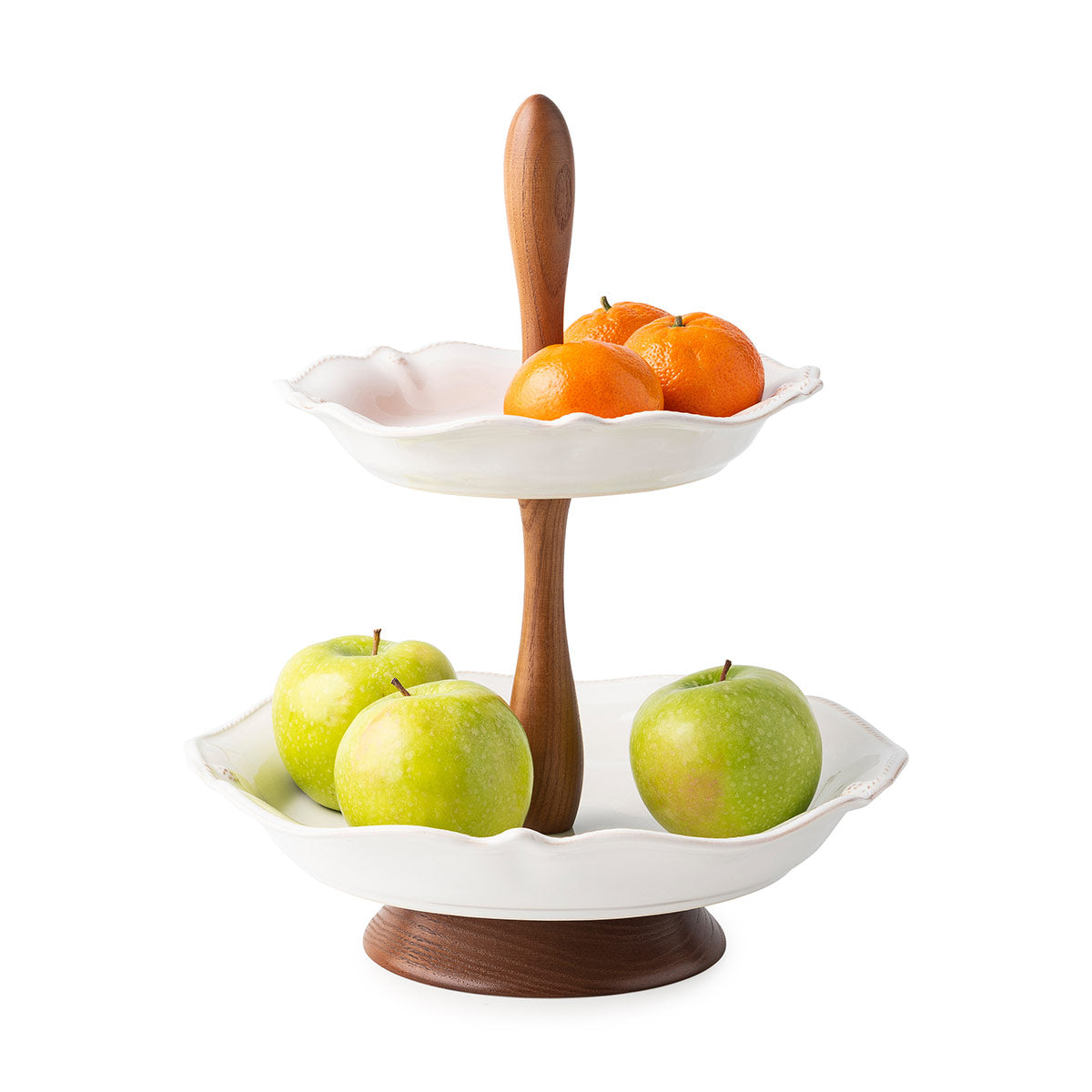 Berry & Thread Two Tiered Server - Whitewash, styled table setting view