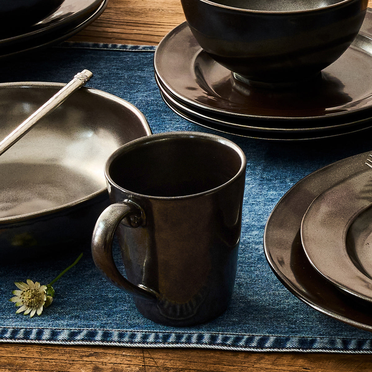 Pewter Stoneware Mug, styled table setting view
