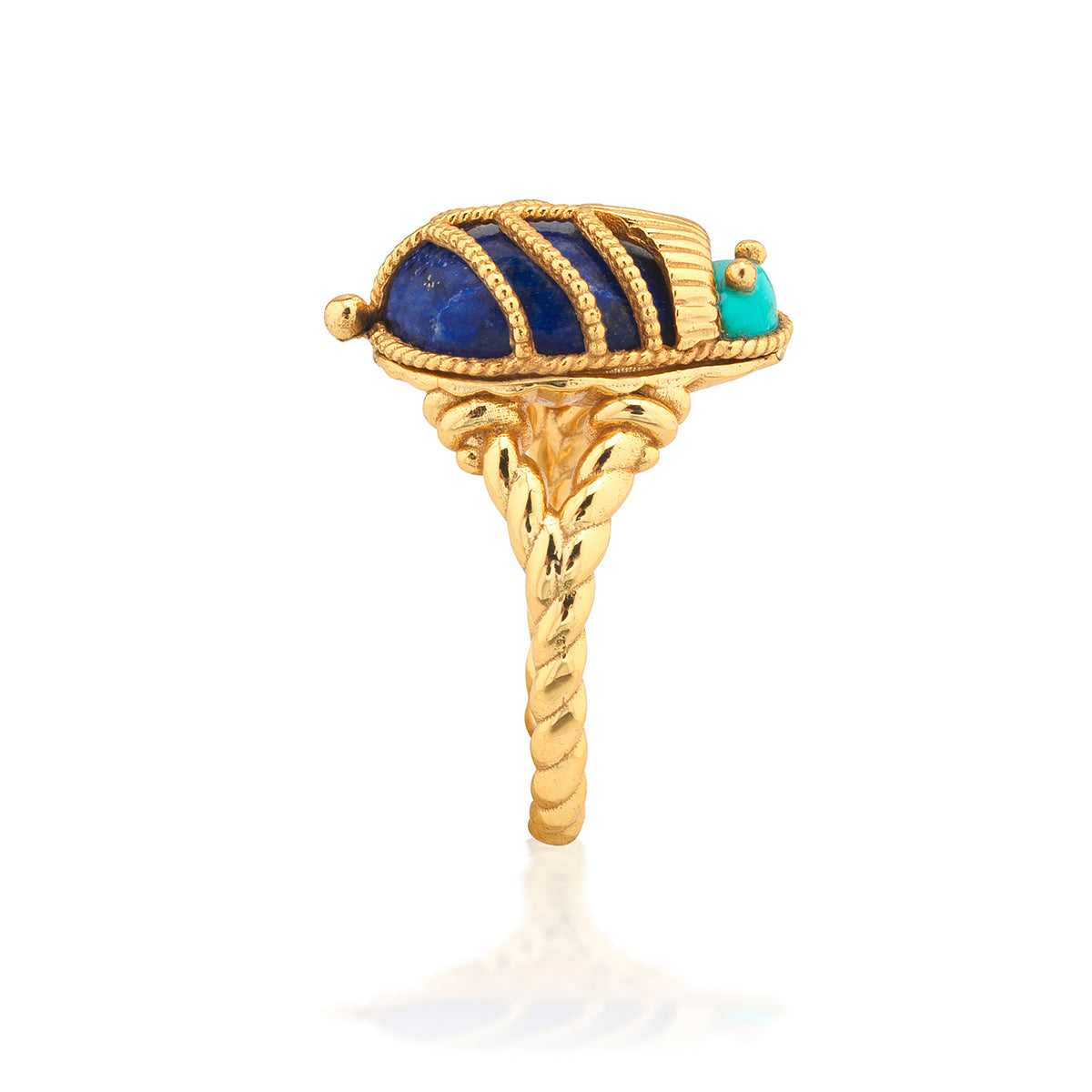 Scarab Petite Ring Turquoise Lapis, alternate angle