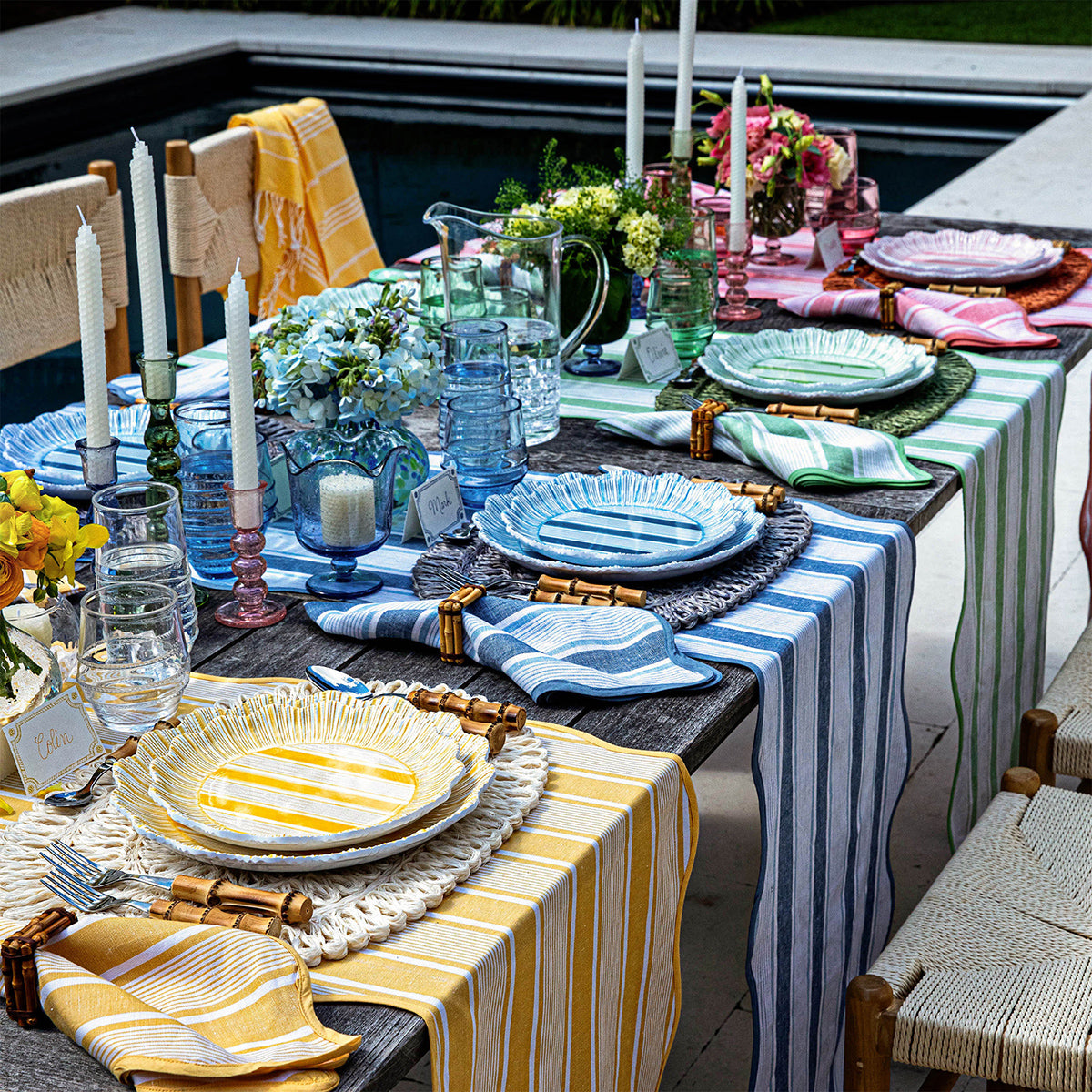 Cabana Stripe Melamine Dinner Plate Set/4 - Seagrass – Juliska