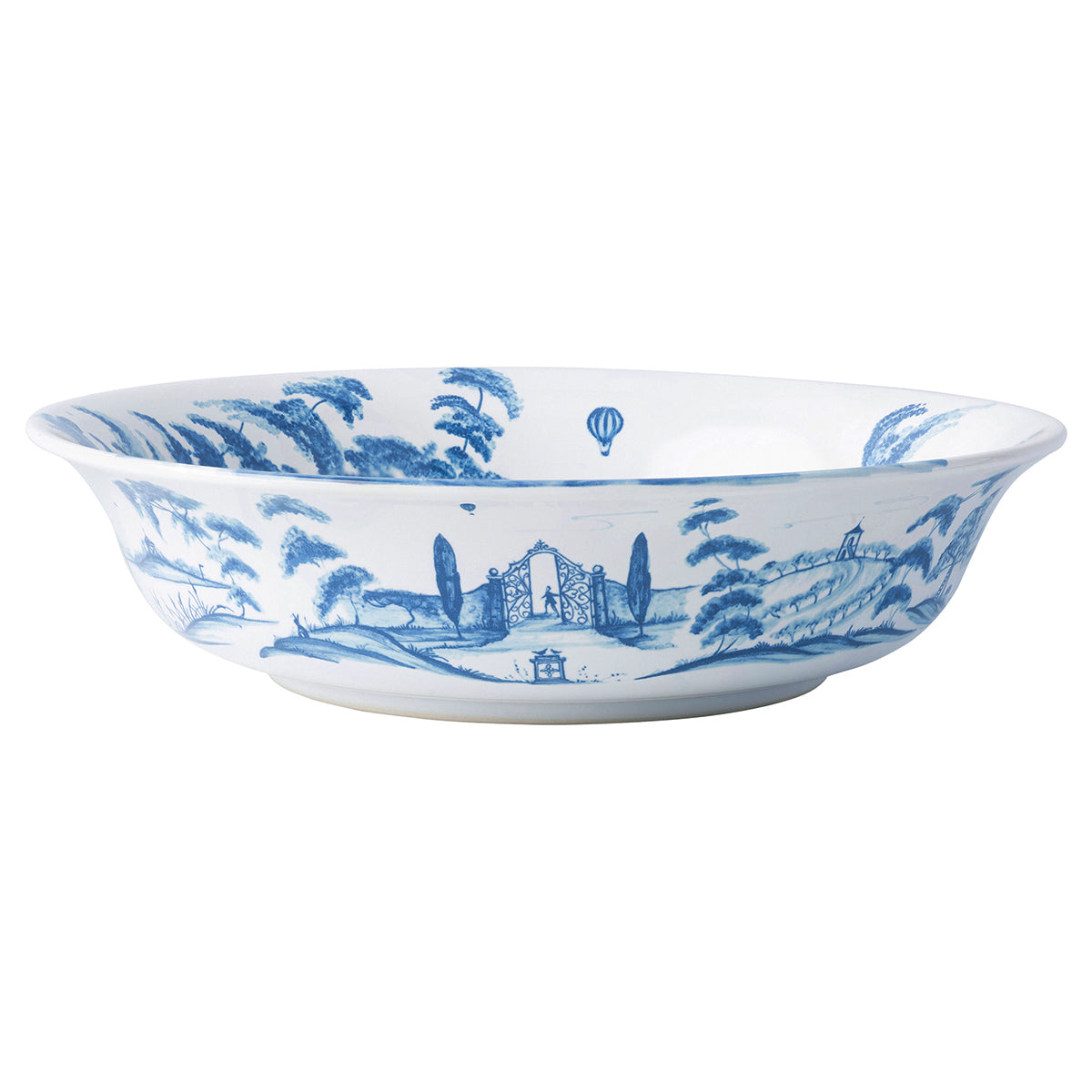 From our Country Estate Collection- Your cuisine will soar to new heights in our winsome Serving Bowl, which lends a dash of adventure to your culinary creations. The excitement of our flying kites is often infectious, and may induce you to throw caution to the wind on a blustery day and cascade a handful of ruby-red pomegranate seeds onto your weeknight dinner salad. Featuring: Kite Fliers, Hen House, and Hot Air Balloon.