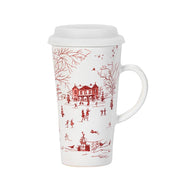 For the coffee or tea enthusiast, this holiday motif celebrates winter in all its merry splendor at our beloved Country Estate. Take this festive lidded travel mug with you on your seasonal adventures -- whether you’re motoring along to the local bookshop or flying around town on your sleigh.