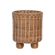 A naturally beautiful resting place for beloved houseplants and flowers, this exquisitely detailed, hand-woven rattan planter can hold a 7" pot to infuse warmth and texture into any space (and also makes a lovely powder room or office wastebasket)!