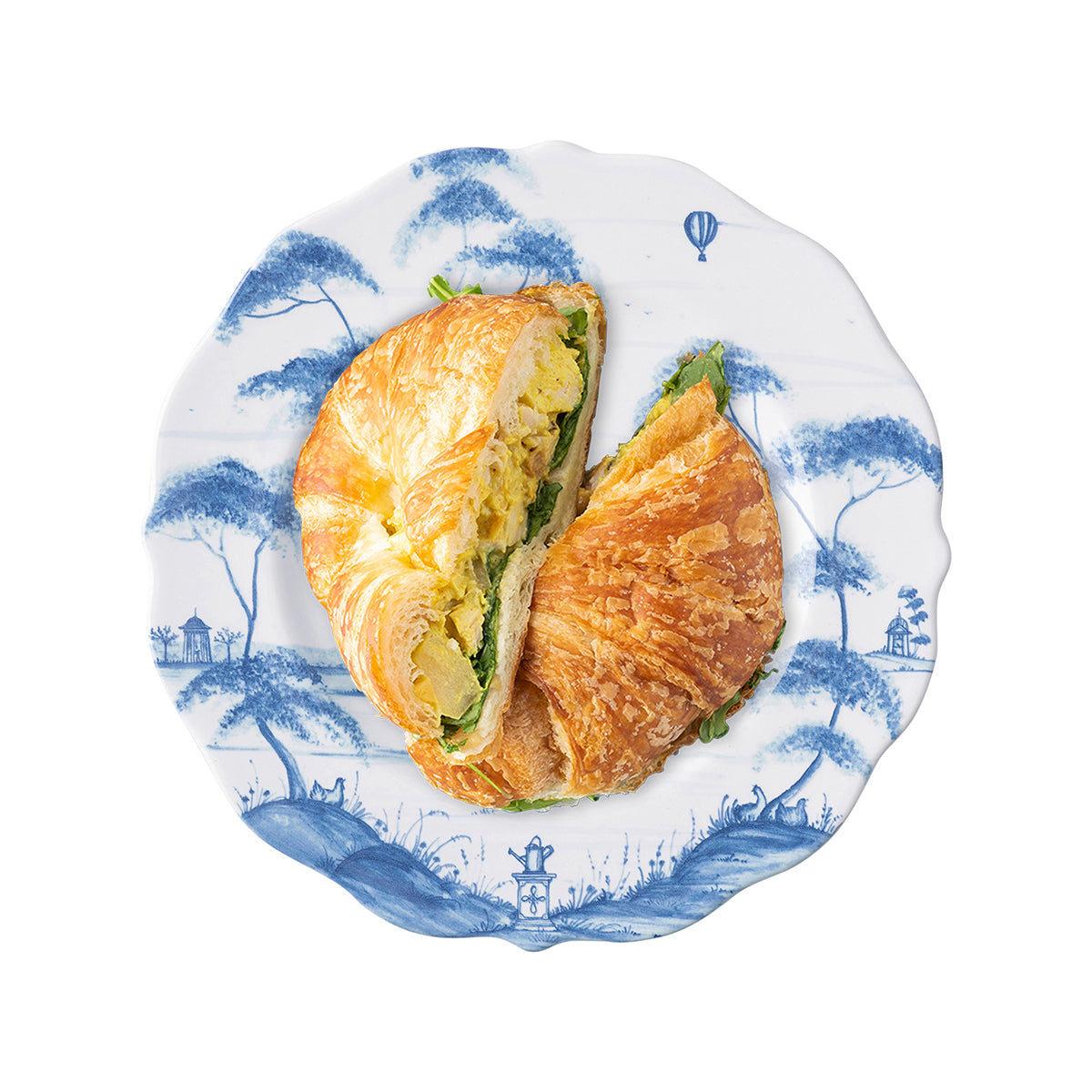 Country Estate Dessert/Salad Plate - Delft Blue, styled table setting view