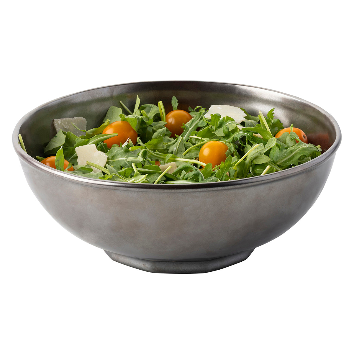 Pewter Stoneware 10" Serving Bowl, styled table setting view