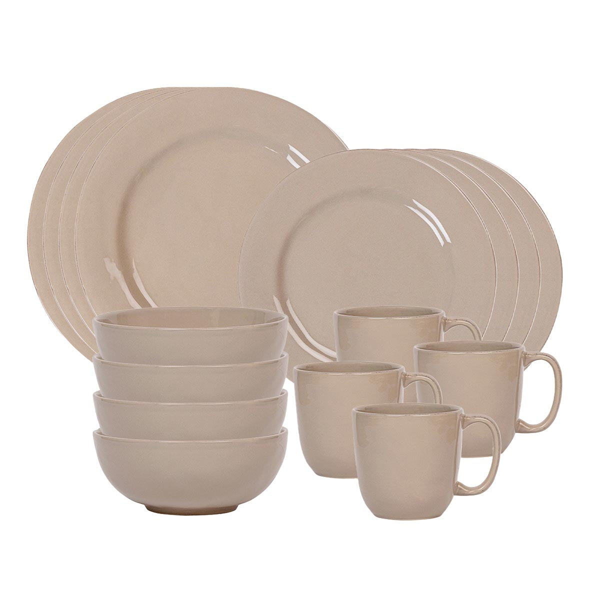 Everything you need to set a stylish place at your table, this collection is perfect for parties, and eminently useful for every day. Inspired by the Portuguese regard for objects found in their most natural and uncontrived state, we created this simultaneously modern and timeless collection - simply beautiful by design, richly textural, and the perfect neutral canvas to serve up your every culinary adventure. Offered in a chic and versatile taupe hue, this 16 piece set provides service for four and include